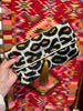 Leopard Print Ikat velvet clutch bag