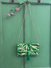 Green Zebra  Ikat velvet clutch bag