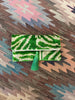 Green Zebra  Ikat velvet clutch bag