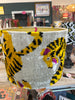 Tiger Velvet Ikat Lampshade, contrast lined.